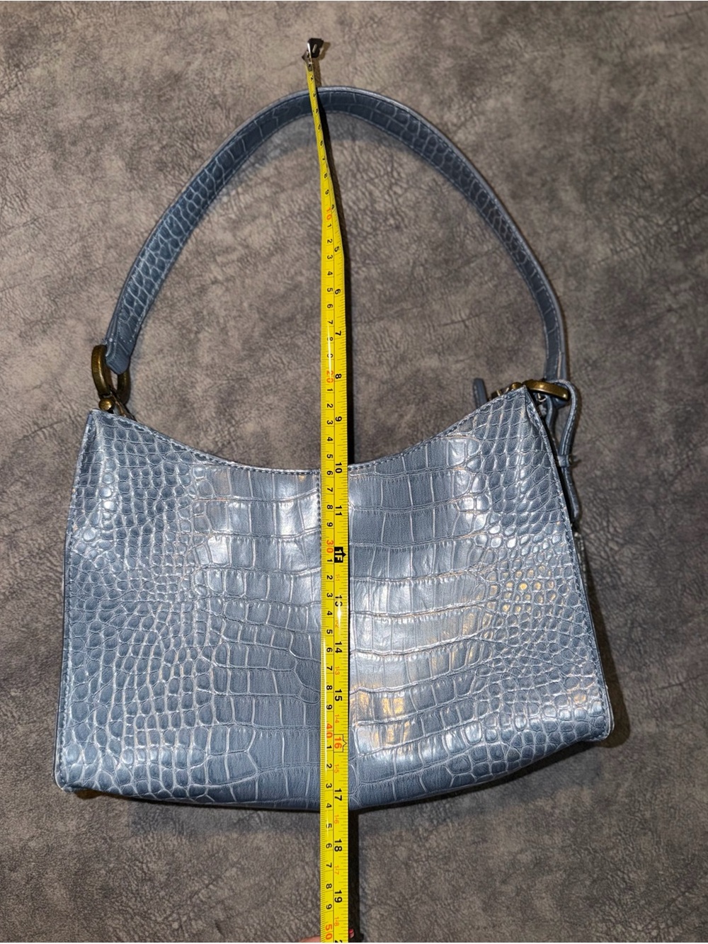 Liz Claiborne Light Blue Croc-Embossed Shoulder Bag - Picture 9 of 11